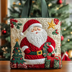Santa Delight quilted tote bag – santa and tree