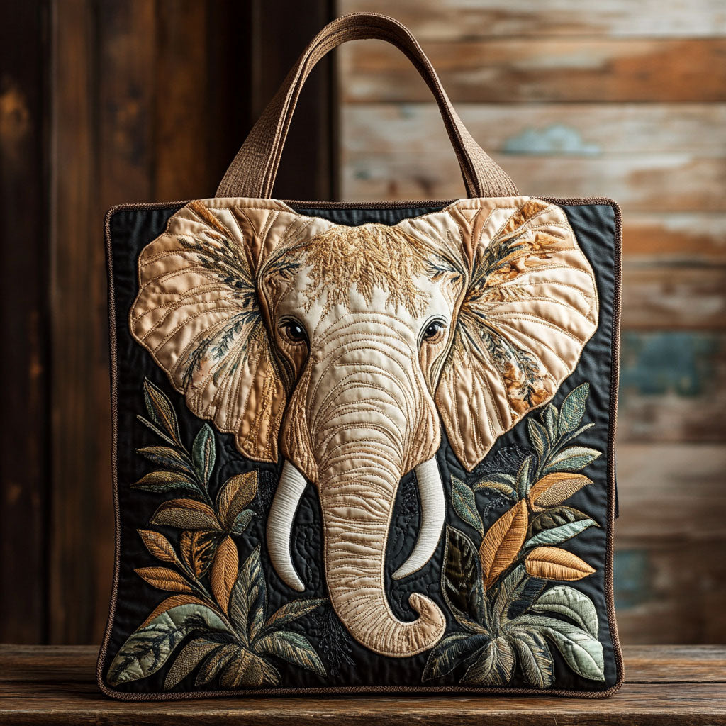 Cosy Elephant quilted tote bag – elephant face
