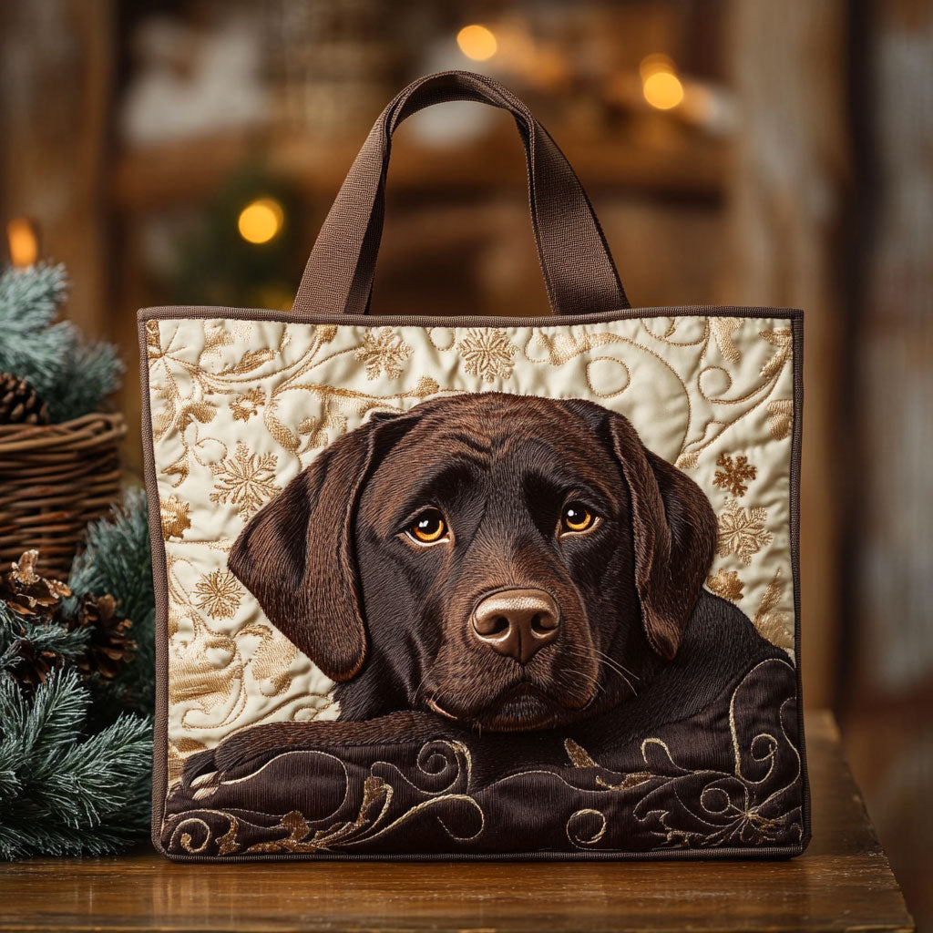 Chocolate Labrador Charm quilted tote bag – chocolate Labrador
