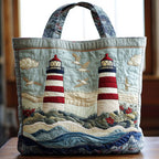 Twin Lighthouse Shore quilted tote bag – twin lighthouses