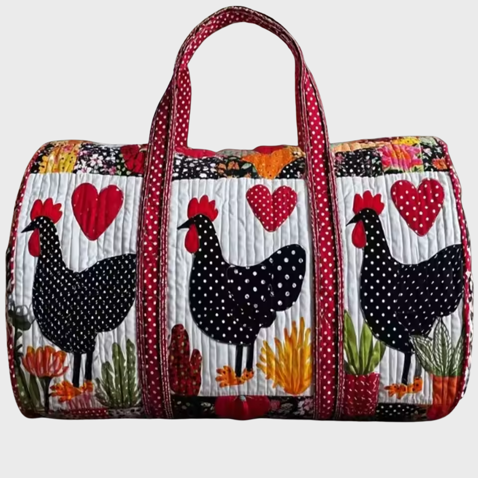 Philippa soft quilted travel bag in the wave-stitch pattern, shown from the front