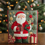 Happy Holiday Santa quilted tote bag – santa with holly