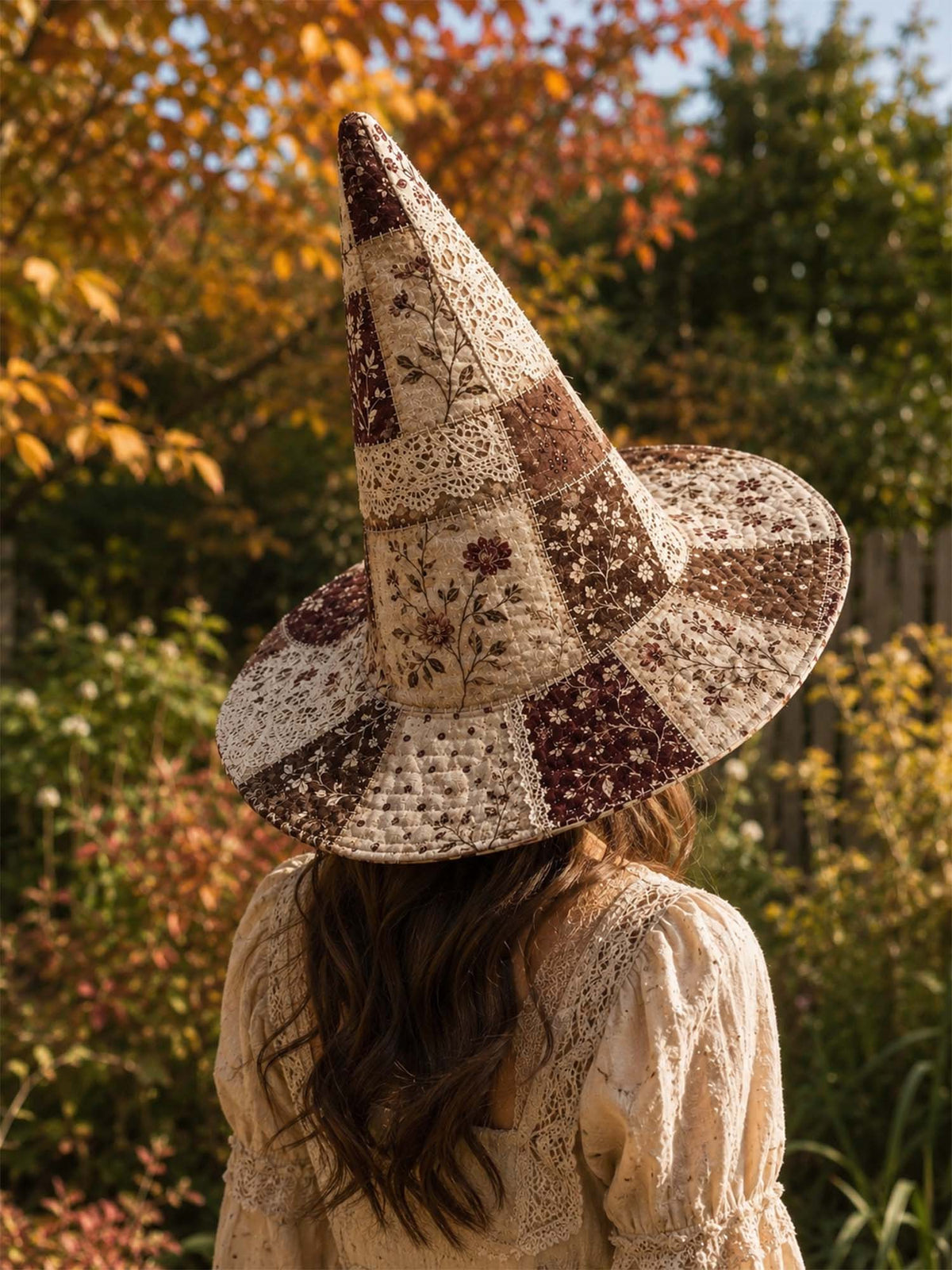 Quilted Witch Hat - Vintage Floral Patchwork – view 2