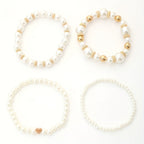 Pearl Bracelet Set - Heart Charm