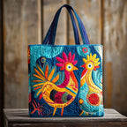 Folk Art Hens quilted tote bag – folk-art hens