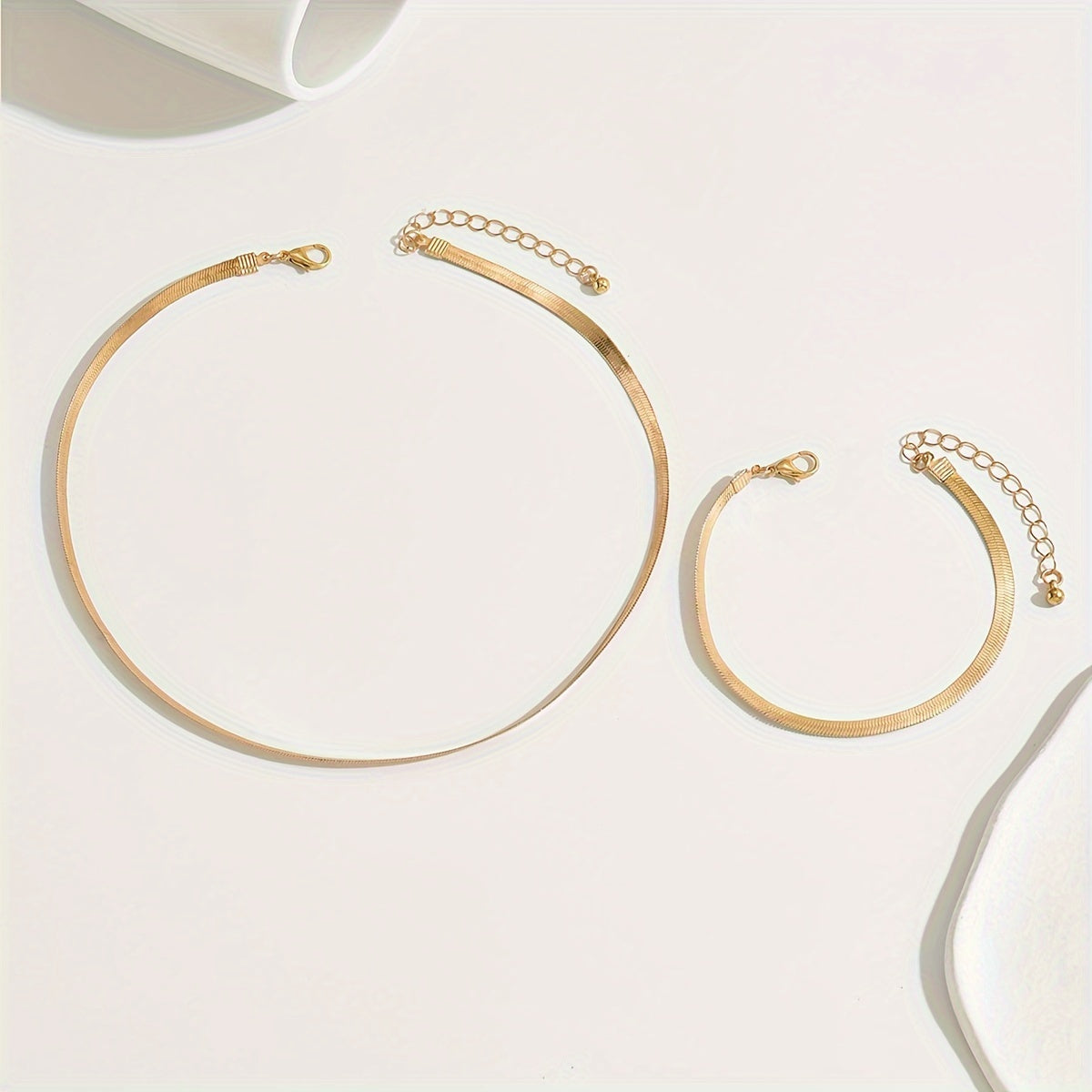 Necklace & Bracelet Set - Herringbone