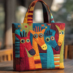 Cheerful Manes quilted tote bag – patchwork horses