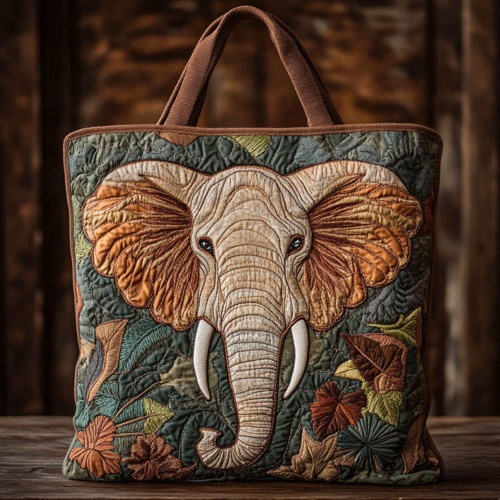 Elephant Charm quilted tote bag – elephant face