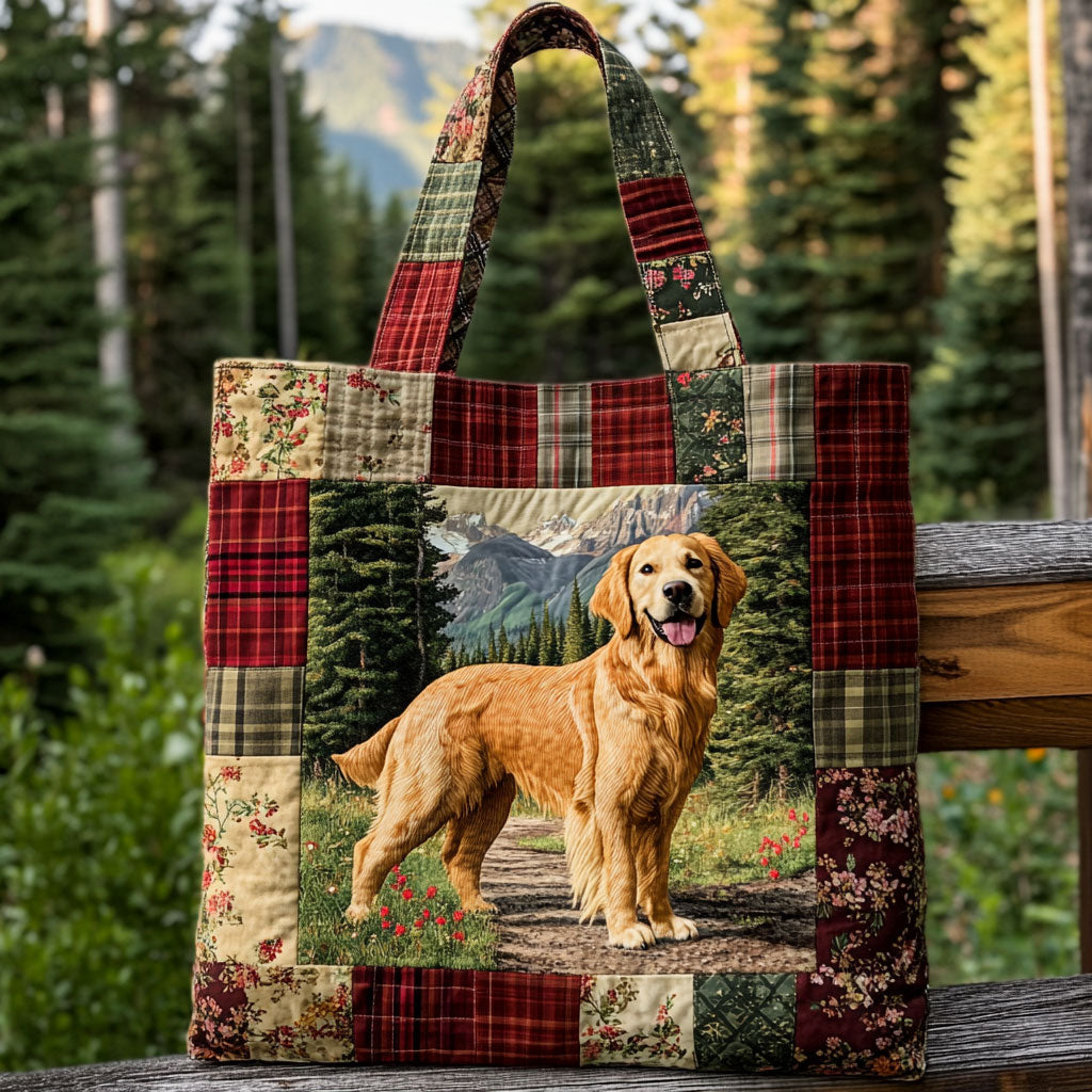 Golden Retriever Forest quilted tote bag – retriever in forest