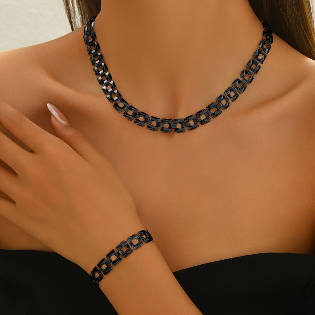 Necklace & Bracelet Set - Chunky Link