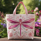 Romantic Dragonfly quilted tote bag – pink dragonfly
