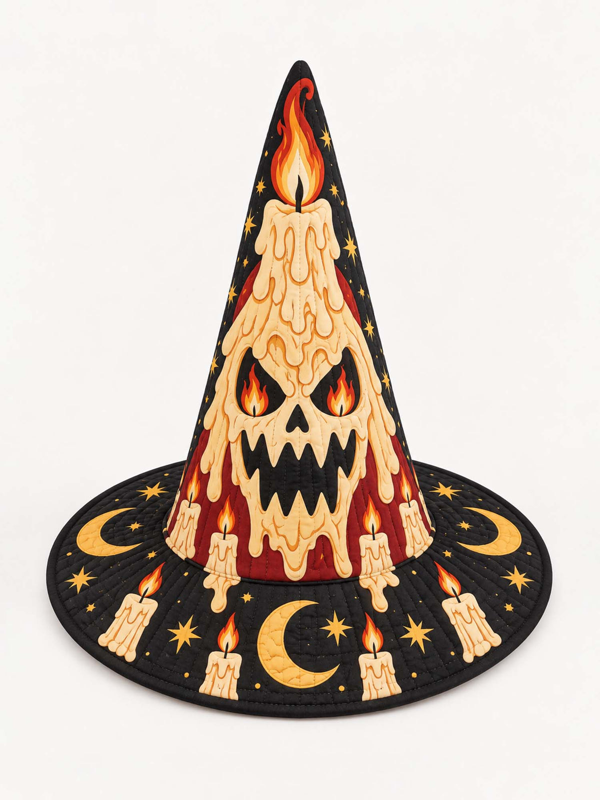 Melting Candle Skull quilted witch hat – candle skull