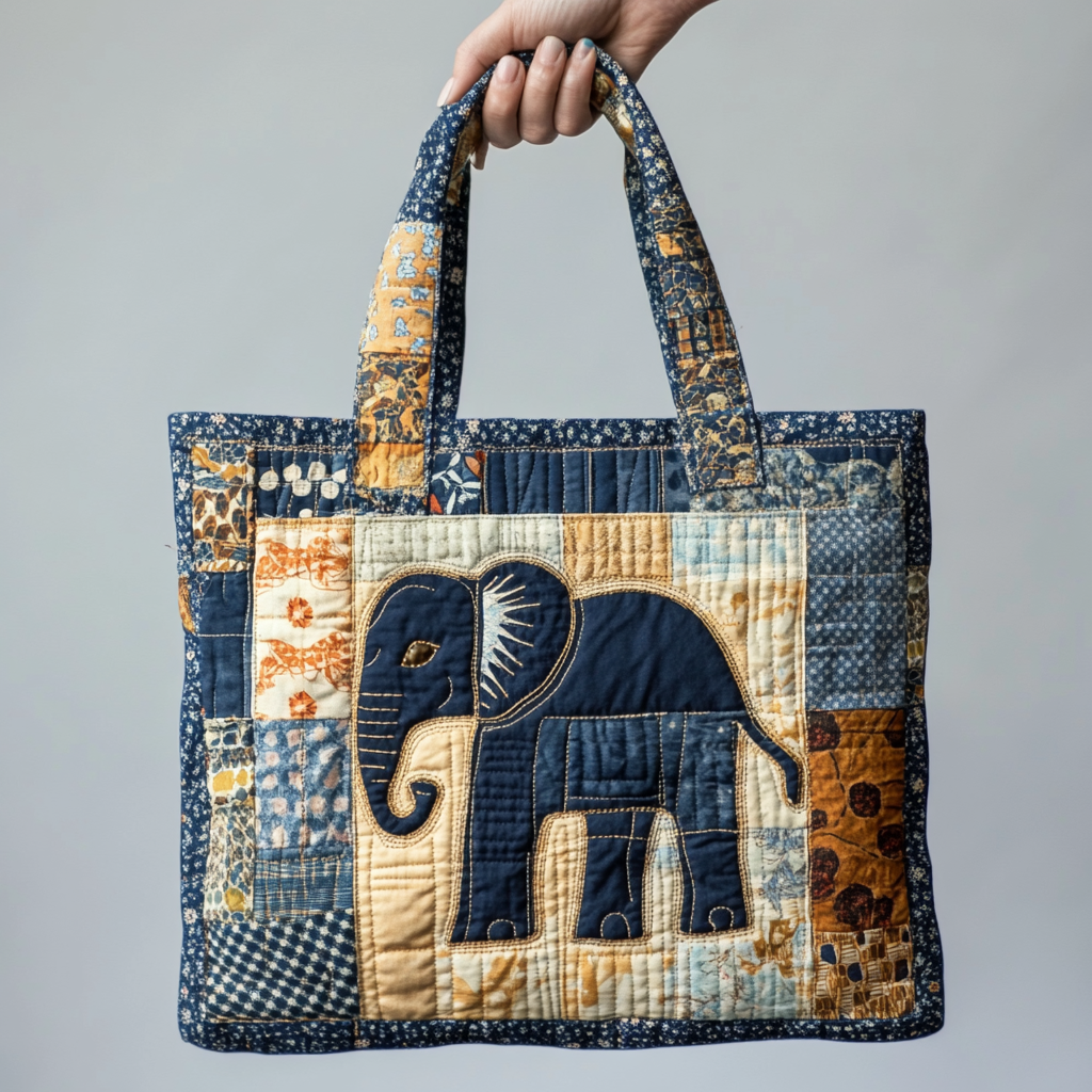 Denim Elephant quilted tote bag – denim elephant