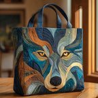 Northern Spirit Wolf quilted tote bag – swirling wolf