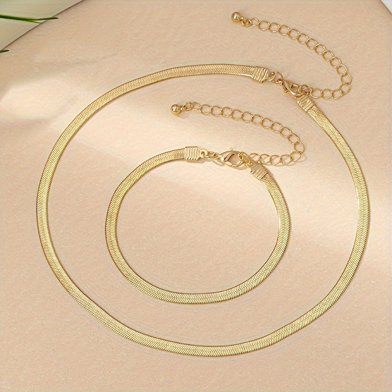 Necklace & Bracelet Set - Snake Chain