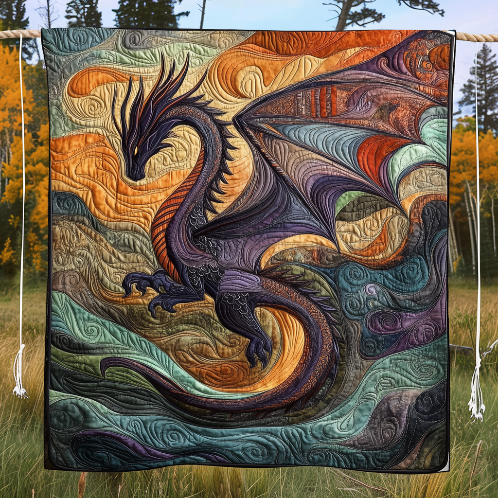 Quilted Throw - Purple Sea Dragon – view 2