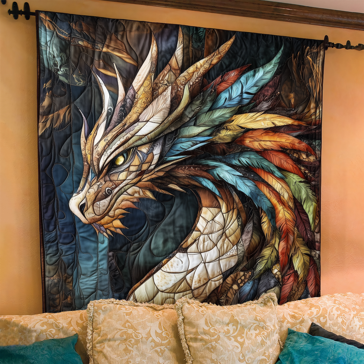 Quilted Throw - Feathered Dragon – view 2