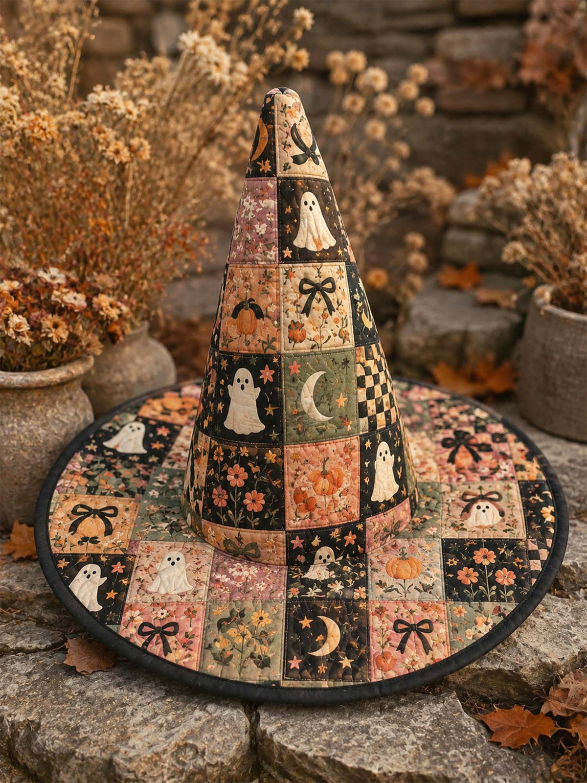 Ghost Garden Patchwork quilted witch hat – ghost garden patchwork