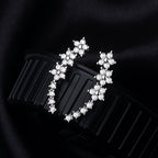 Ear Climber Earrings - Crystal Flowers