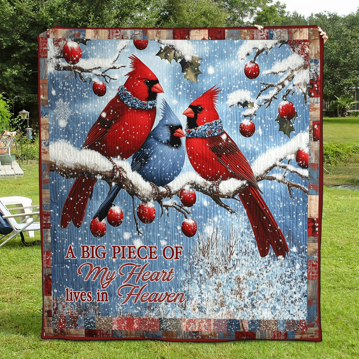 Cardinal Memorial art quilt – memorial cardinals