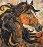 Wild Mane Horse quilted throw – chestnut horse with a flowing mane