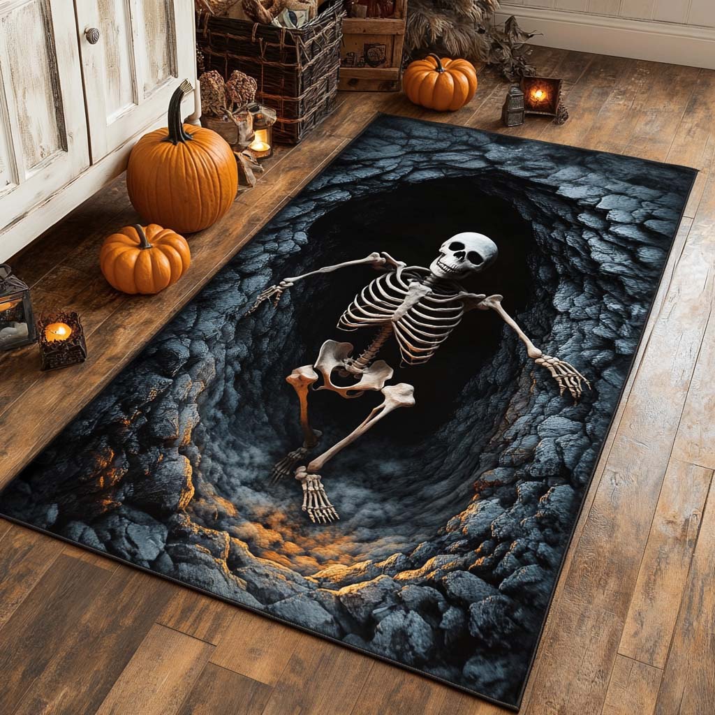 Abyss Skeleton rug – skeleton in a pit