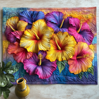 Hibiscus Bouquet quilted placemats – hibiscus bouquet on cream
