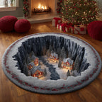Alpine Christmas Village round rug – alpine village in a hollow