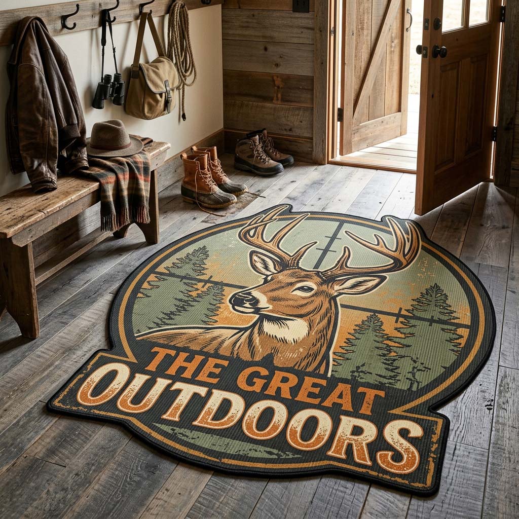 Great Outdoors Stag shaped rug – stag oval shape