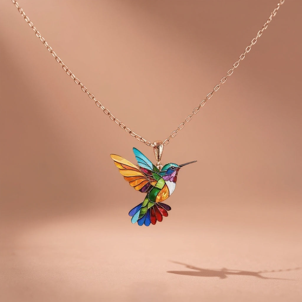 Pendant Necklace - Rainbow Hummingbird