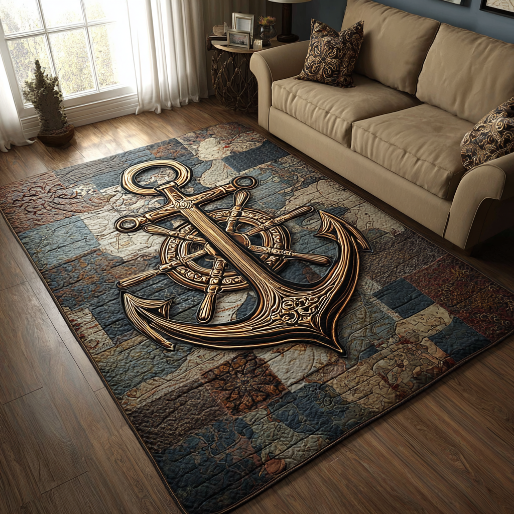 Anchor Voyage rug – anchor and ship wheel