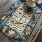 Anchor and Shells quilted table runner – anchor and shells on soft waves