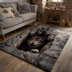 Wolf Den Abyss rug – wolf in a stone pit