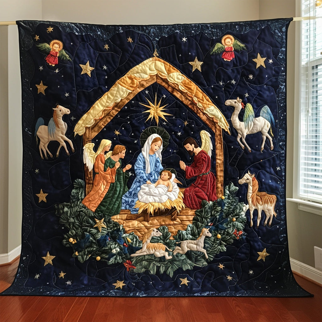 Starlit Nativity art quilt – nativity scene