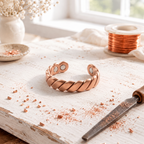 Magnetic copper ring with a chunky twisted-rope design