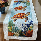 Sea Turtle Reef quilted table runner – sea turtles above coral