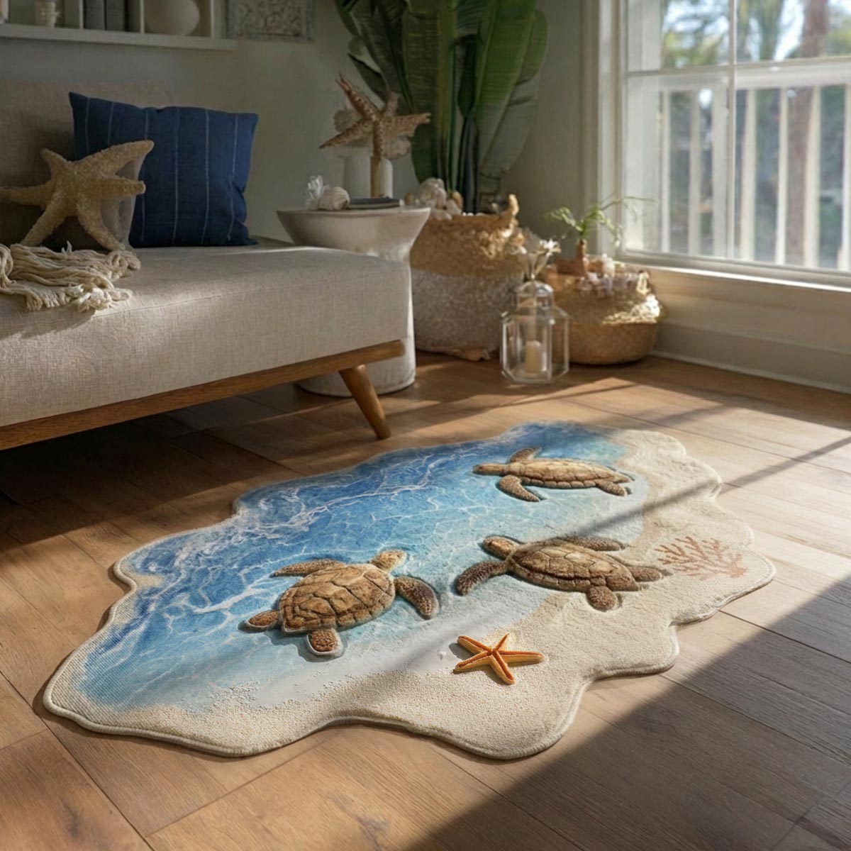 Aqua Paradise shaped rug – beach shape