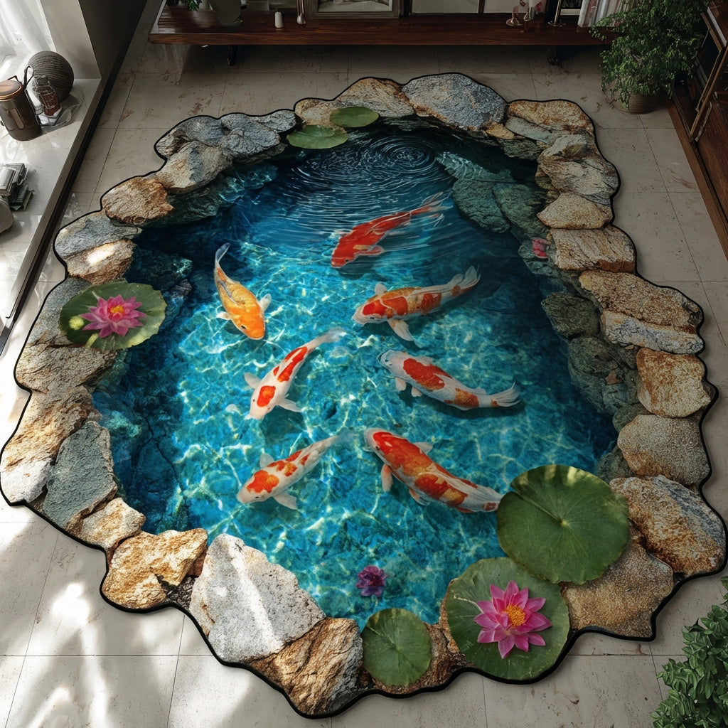Aqua Garden Koi shaped rug – koi pond shape