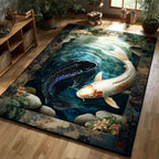 Aqua Koi rug – white koi in blue pond