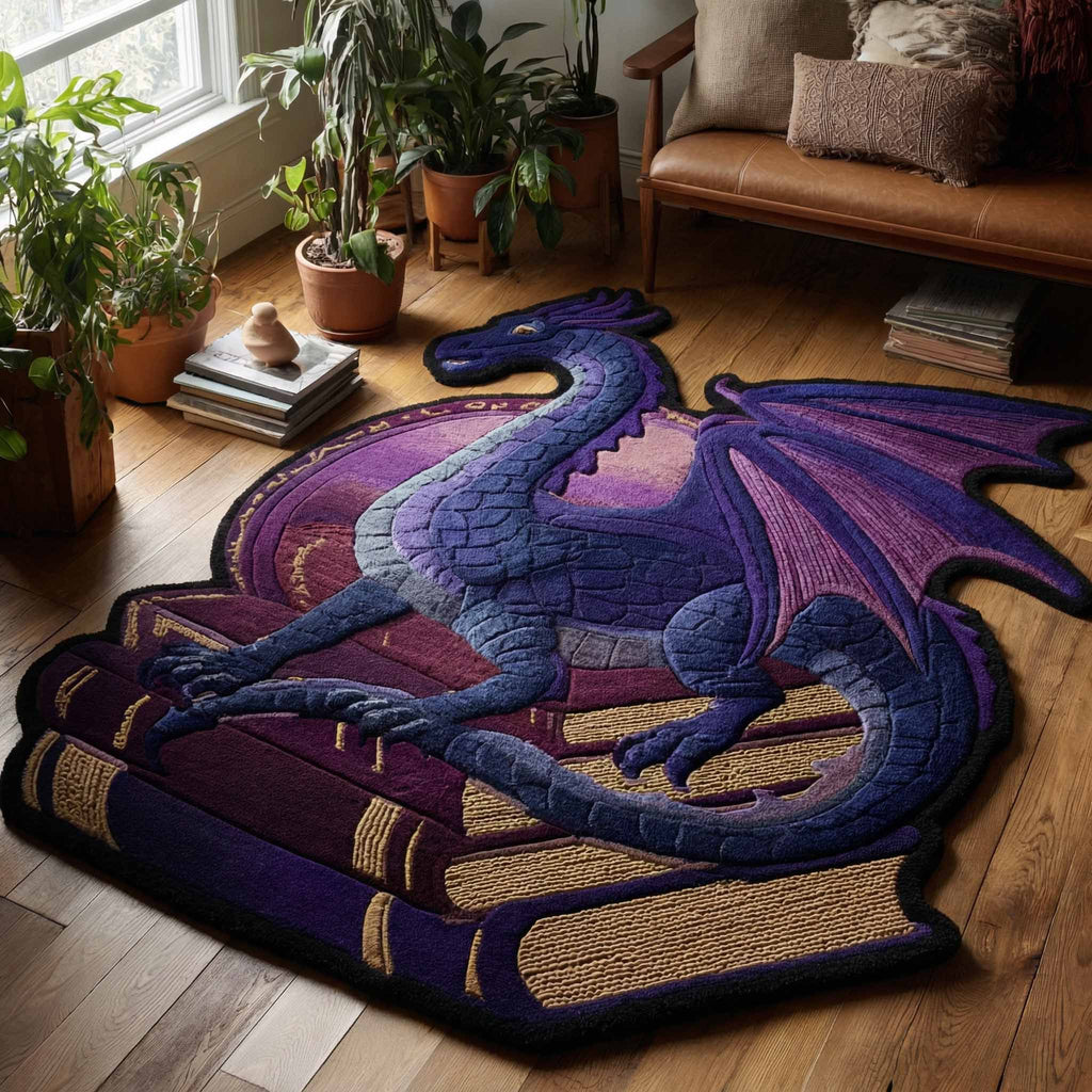Arcane Wing shaped rug – purple dragon shape