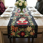 Arctic Glow quilted table runner seen from one end, running the length of the table
