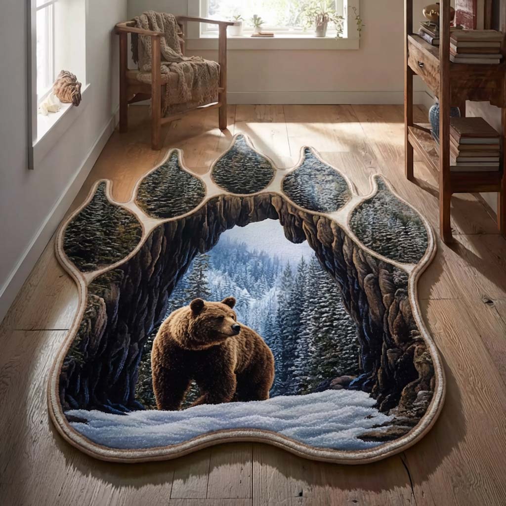Arctic Bear Paw shaped rug – bear in a paw-shaped cave