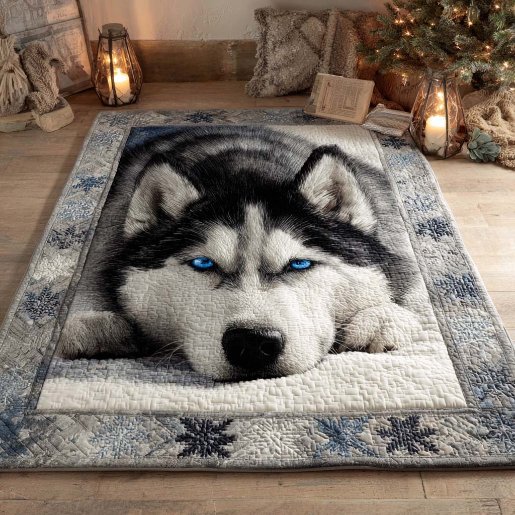 Husky Gaze rug – blue-eyed husky