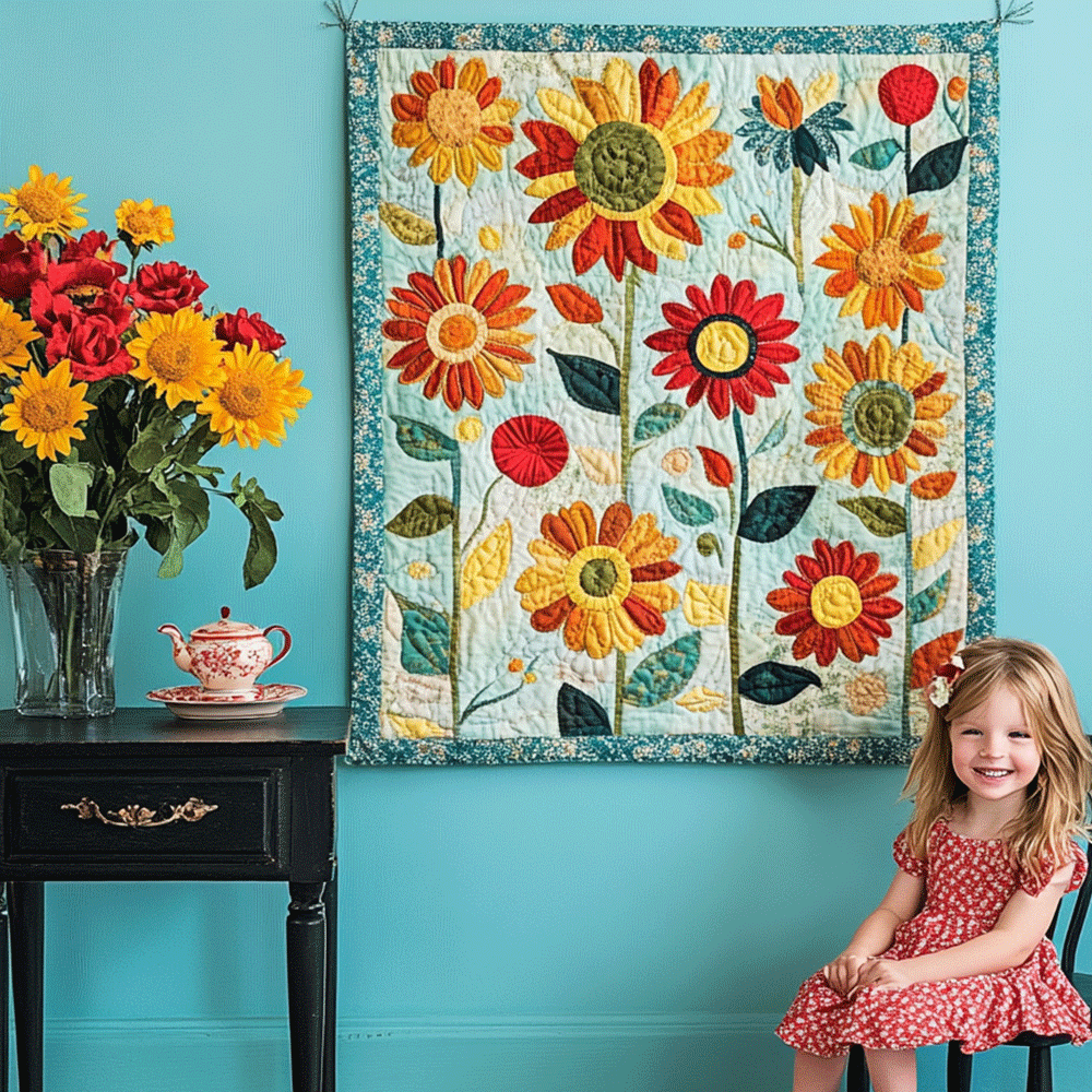Sunflower Garden Wall art quilt – sunflower garden