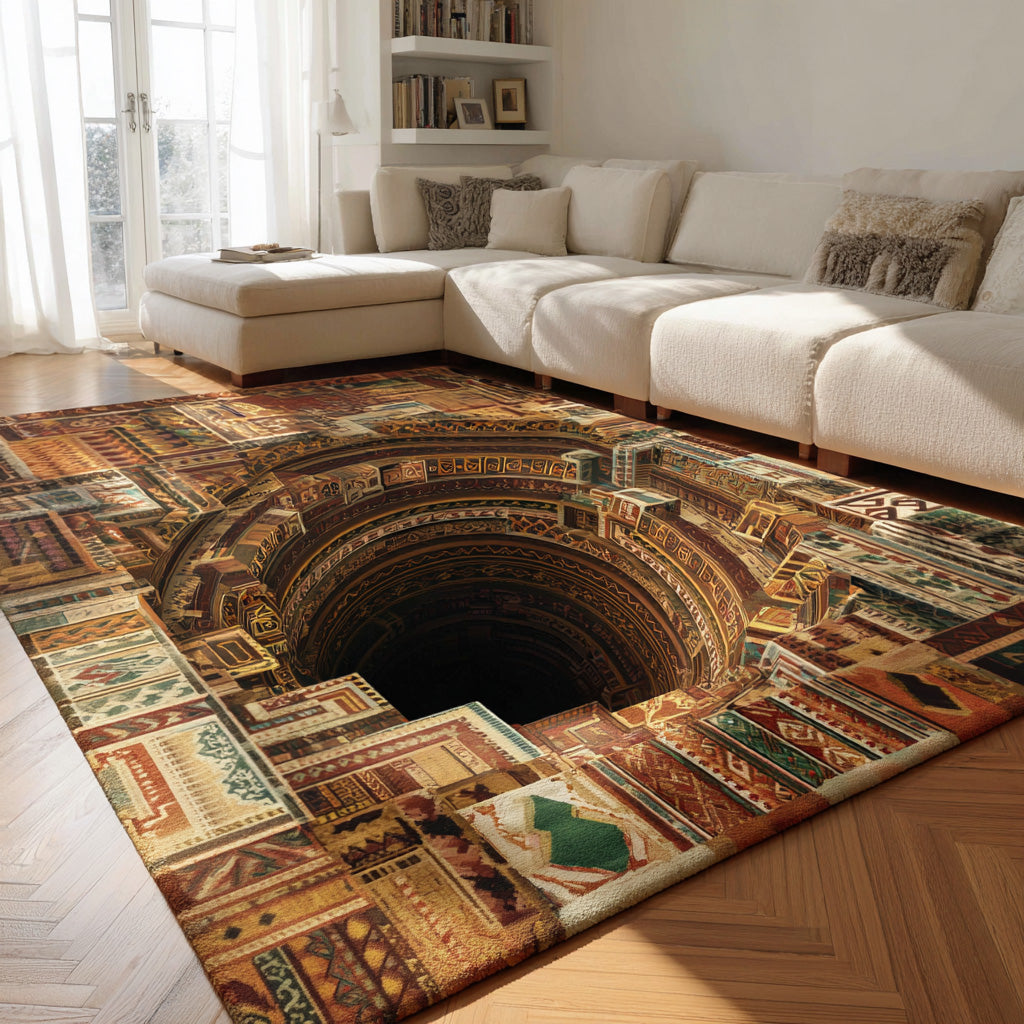 Tile Abyss rug – 3D hole in tiles