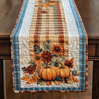 Pumpkin Stripes quilted table runner – pumpkins on striped cream
