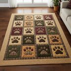 Autumn Paw Patchwork rug – paw print patchwork