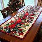 Autumn Cardinals quilted table runner – cardinals among autumn leaves