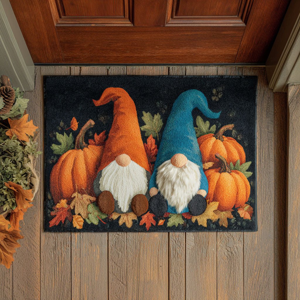 Gnome Pumpkin Pair doormat – gnomes and pumpkins