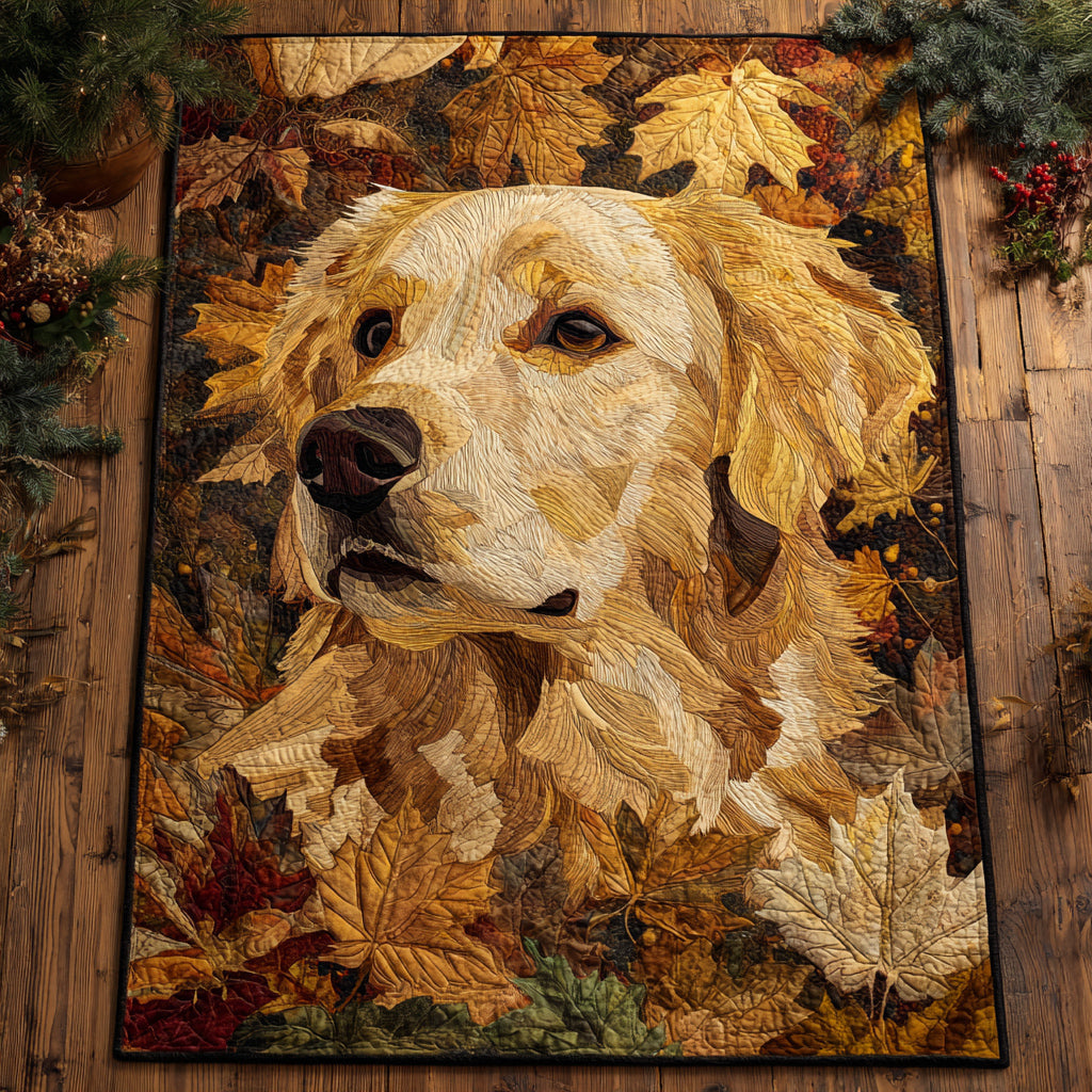 Autumn Golden Retriever rug – golden retriever and leaves